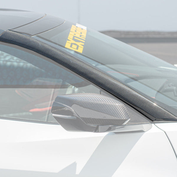 Chevrolet Corvette C8 DRY CARBON FIBER Side Window A-Pillar Cover — product photo 1