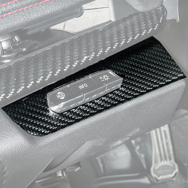 Corvette C8 DRY CARBON FIBER HUD Headlight Switch Button Panel Cover — product photo 1