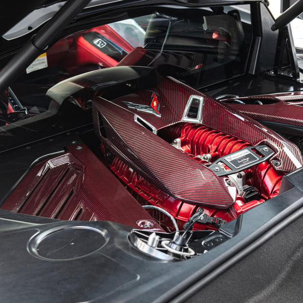 Corvette C8 Z06 Coupe DRY Red Carbon Engine & Bay Panel Cover — product photo 1