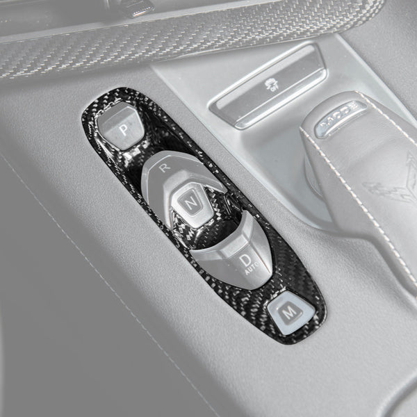 Corvette C8 DRY CARBON FIBER Gear Switch Control Panel Trim Cover Overlay — product photo 1