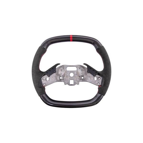 Corvette C8 CARBON FIBER Alcantara Leather Red Stripe Steering Wheel — product photo 1