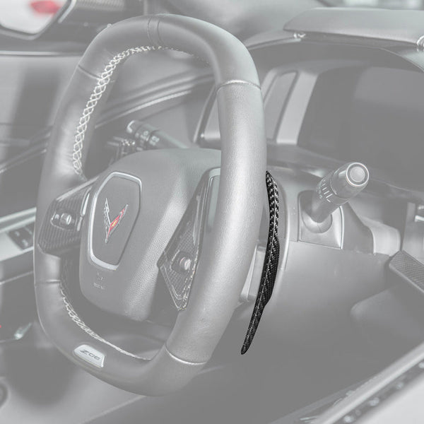 2020-Up Corvette C8 DRY CARBON FIBER Steering Wheel Paddle Shifters Replacement — product photo 1