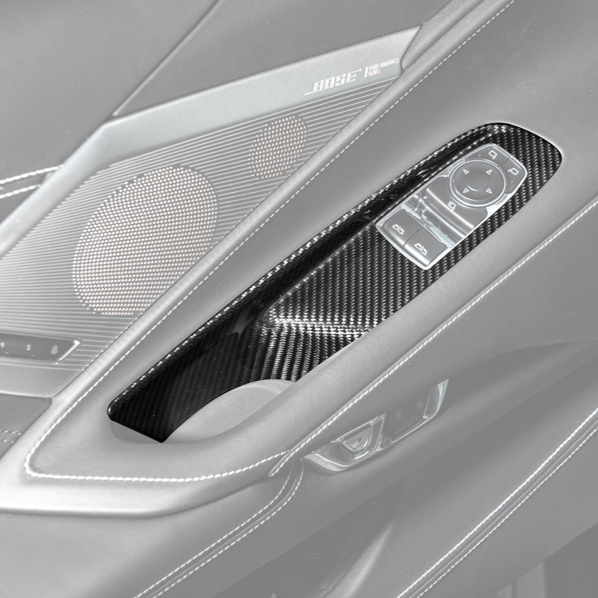 Corvette C8 Coupe DRY CARBON FIBER Side Window Switch Control Panel Cover