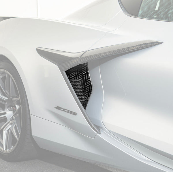 Corvette C8 Z06 Aluminum Black Rear Side Intake Mesh Grille Inserts — product photo 1