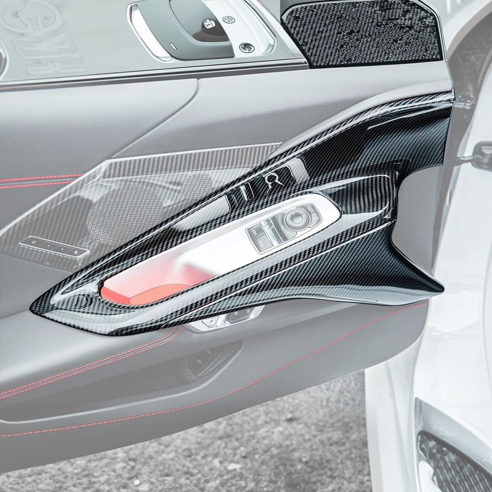 Corvette C8 DRY CARBON FIBER Window Switch Trim & Pillar Panel Cover