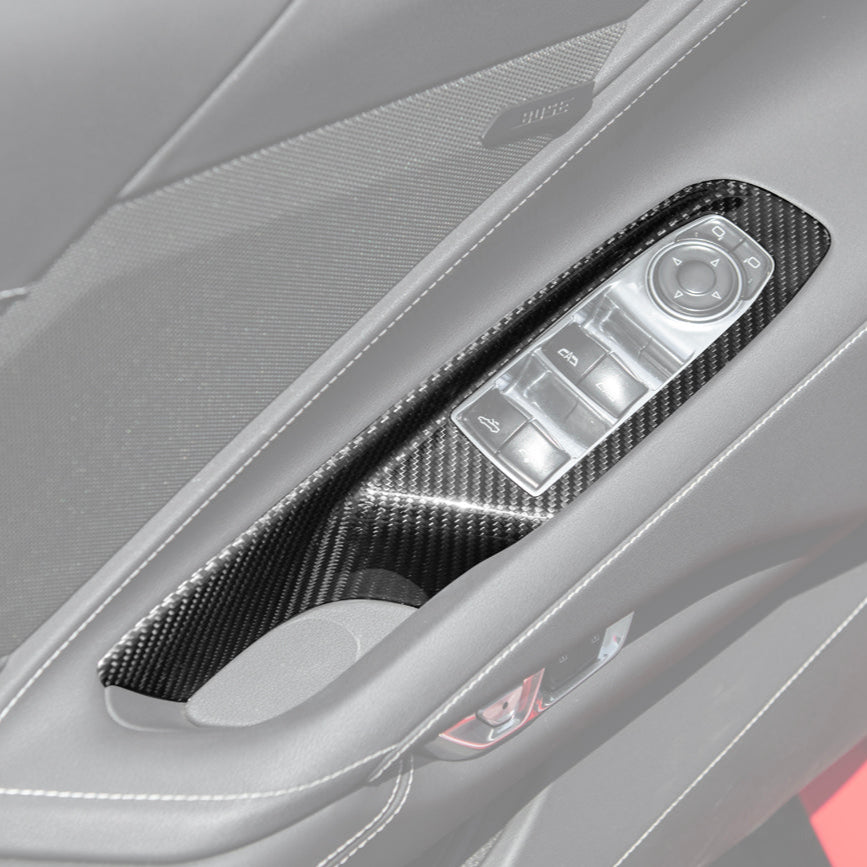 Corvette C8 DRY CARBON FIBER Door Window Control Panel Switch Cover