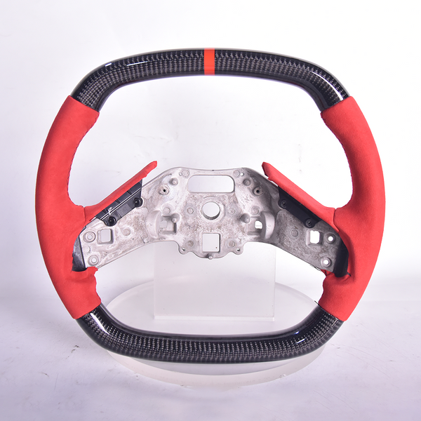 Corvette C8 Carbon Fiber Steering Wheel Red Suede Red Stitching Red Stripe — product photo 1