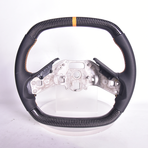 Corvette C8 Carbon Fiber Steering Wheel Black Perforated Leather Orange Stitching Orange Stripe — product photo 1