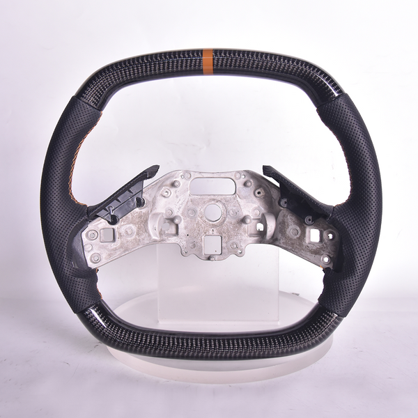 Corvette C8 Carbon Fiber Steering Wheel Black Perforated Leather Brown Stitching Brown Stripe — product photo 1