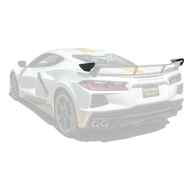 2020-Up Corvette C8 GM Factory Style DRY CARBON FIBER Rear Spoiler Side Winglets