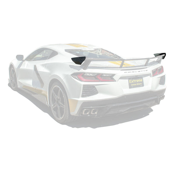 2020-Up Corvette C8 GM Factory Style DRY CARBON FIBER Rear Spoiler Side Winglets — product photo 1