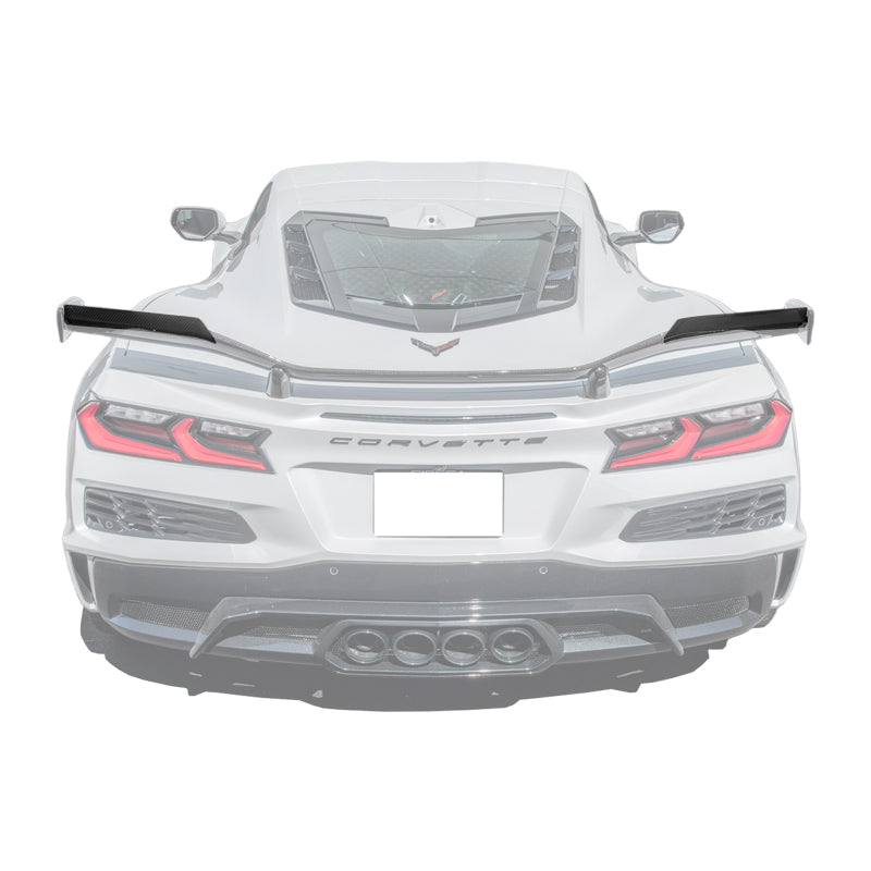 Corvette C8 Z06 DRY CARBON FIBER High Wing Spoiler Wicker Bill Extension