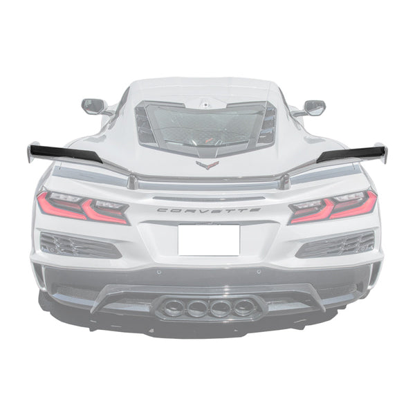 Corvette C8 Z06 DRY CARBON FIBER High Wing Spoiler Wicker Bill Extension — product photo 1