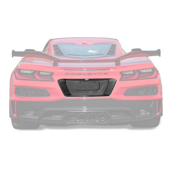 Corvette C8 Z06 DRY CARBON FIBER License Plate Backing — product photo 1