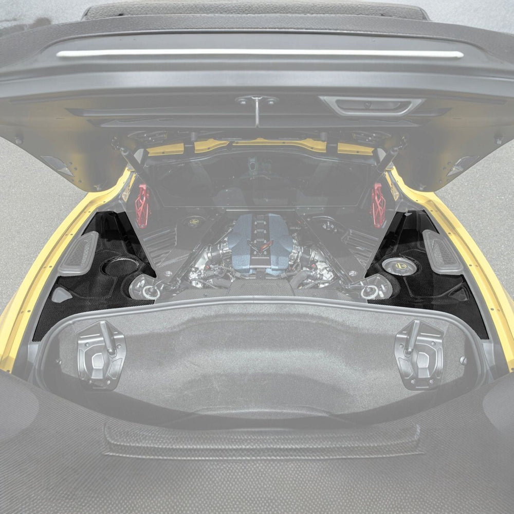 Corvette C8 Carbon Fiber 3-Piece Rear Engine Bay Cover Overlay Panel Set